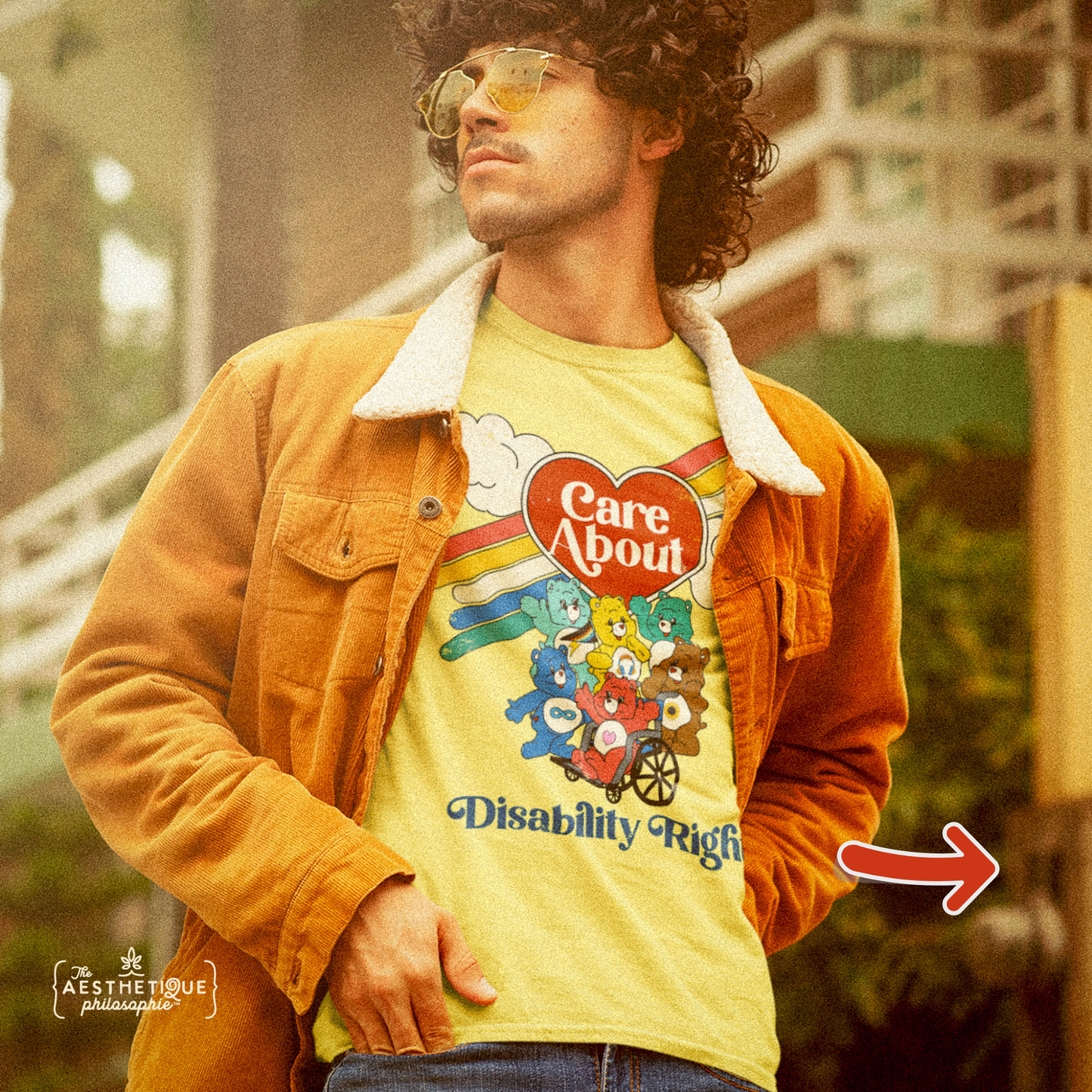 Care About Disability Rights - Retro 80s Vibe - Unisex Jersey Short Sleeve Tee