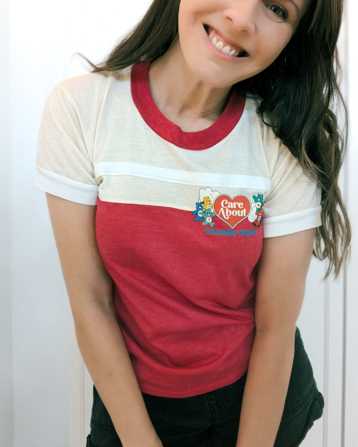 Care About Disability Rights Women's Ringer Tee - Repurposed Rebels
