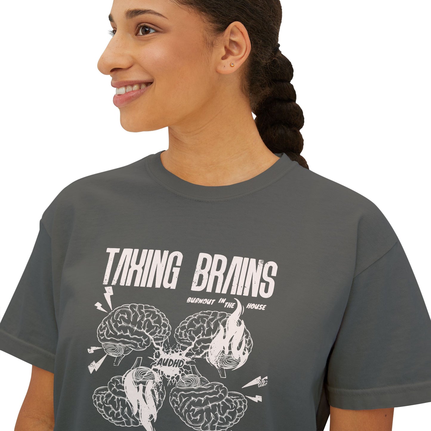 Taxing Brains - Burnout in the House - AuDHD - Women's Boxy Tee