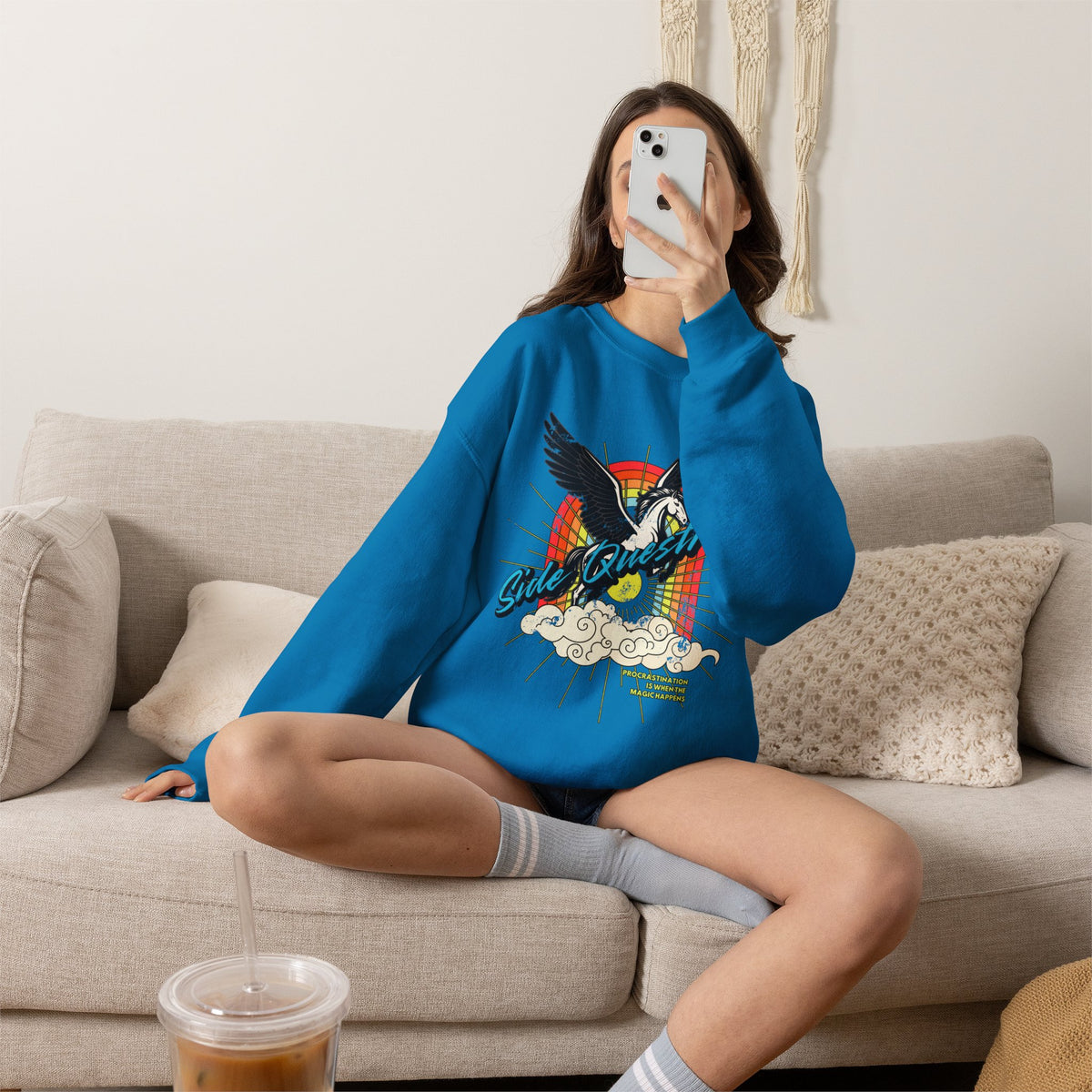 Side Questrian - Procrastination is When the Magic Happens - Adult Unisex Heavy Blend™ Crewneck Sweatshirt