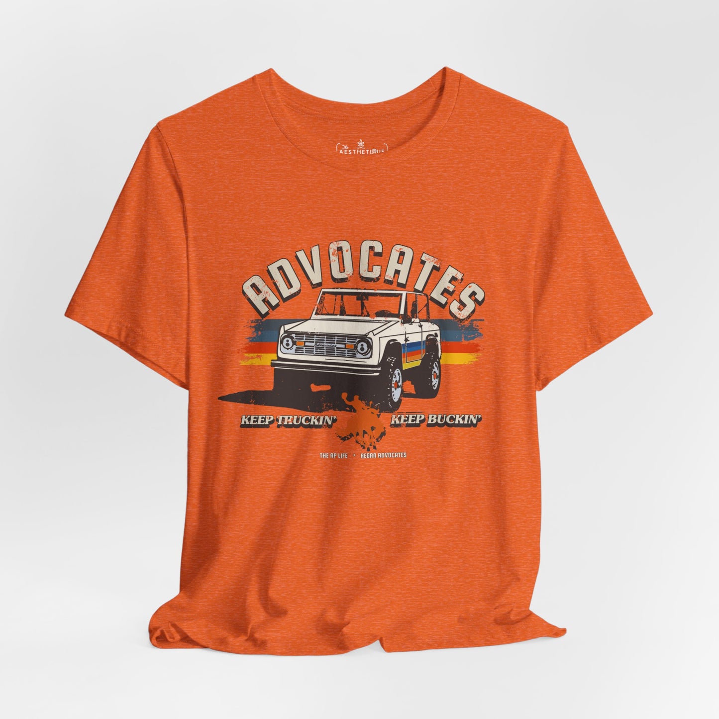 Advocates Keep Truckin', Keep Buckin' - Retro Bronco Truck - Unisex Jersey Short Sleeve Tee