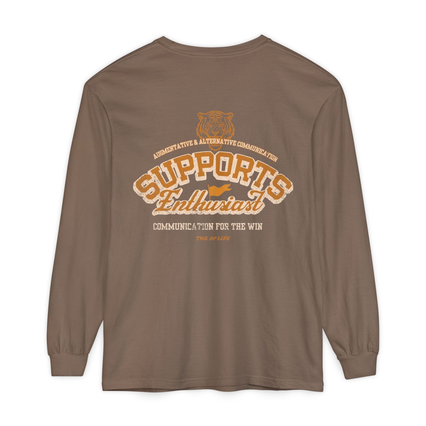 AAC Supports Team Enthusiast - Communication for the Win - Unisex Garment-dyed Long Sleeve T-Shirt