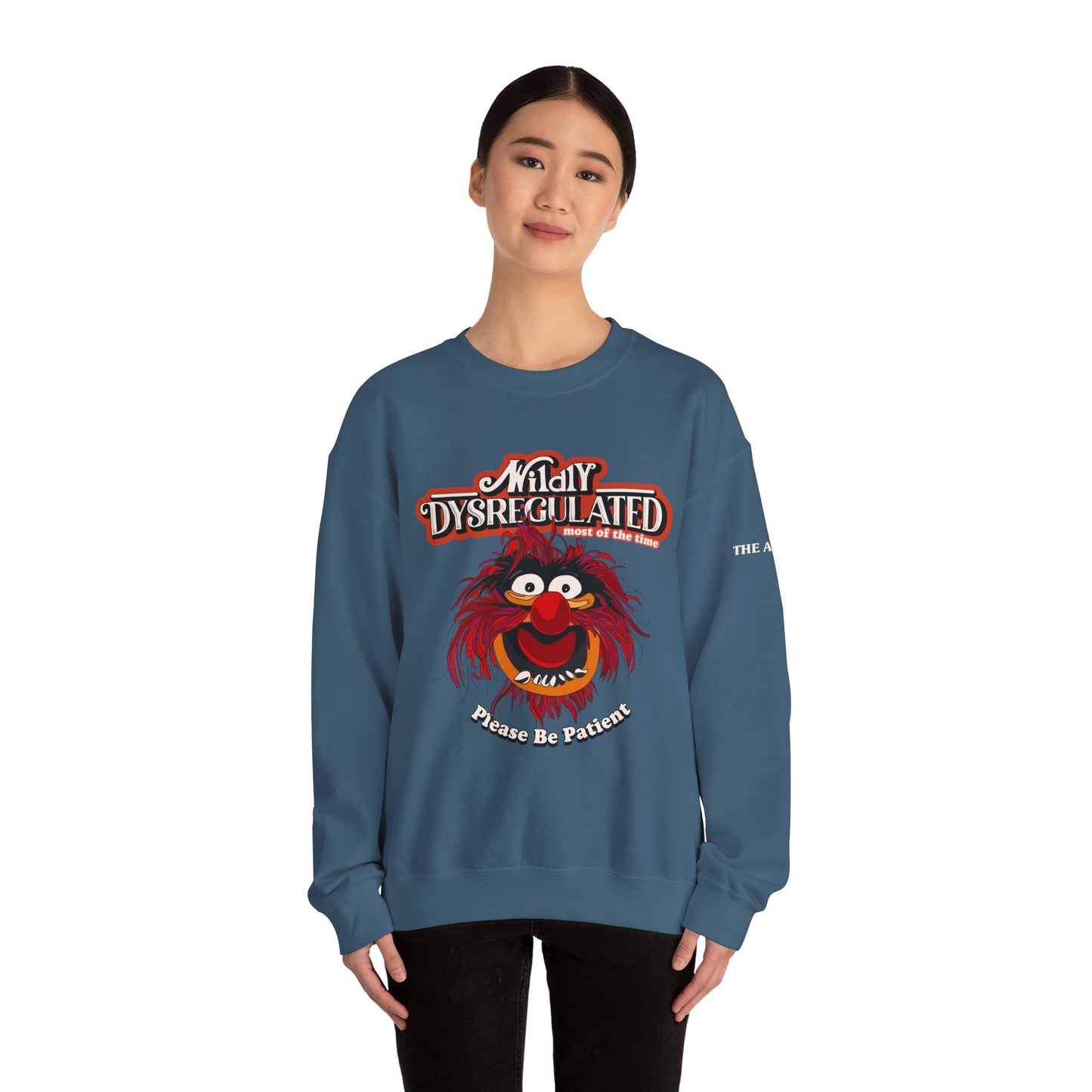 Wildy Dysregulated (Most of the Time) - Please Be Patient - Adult Unisex Heavy Blend™ Crewneck Sweatshirt