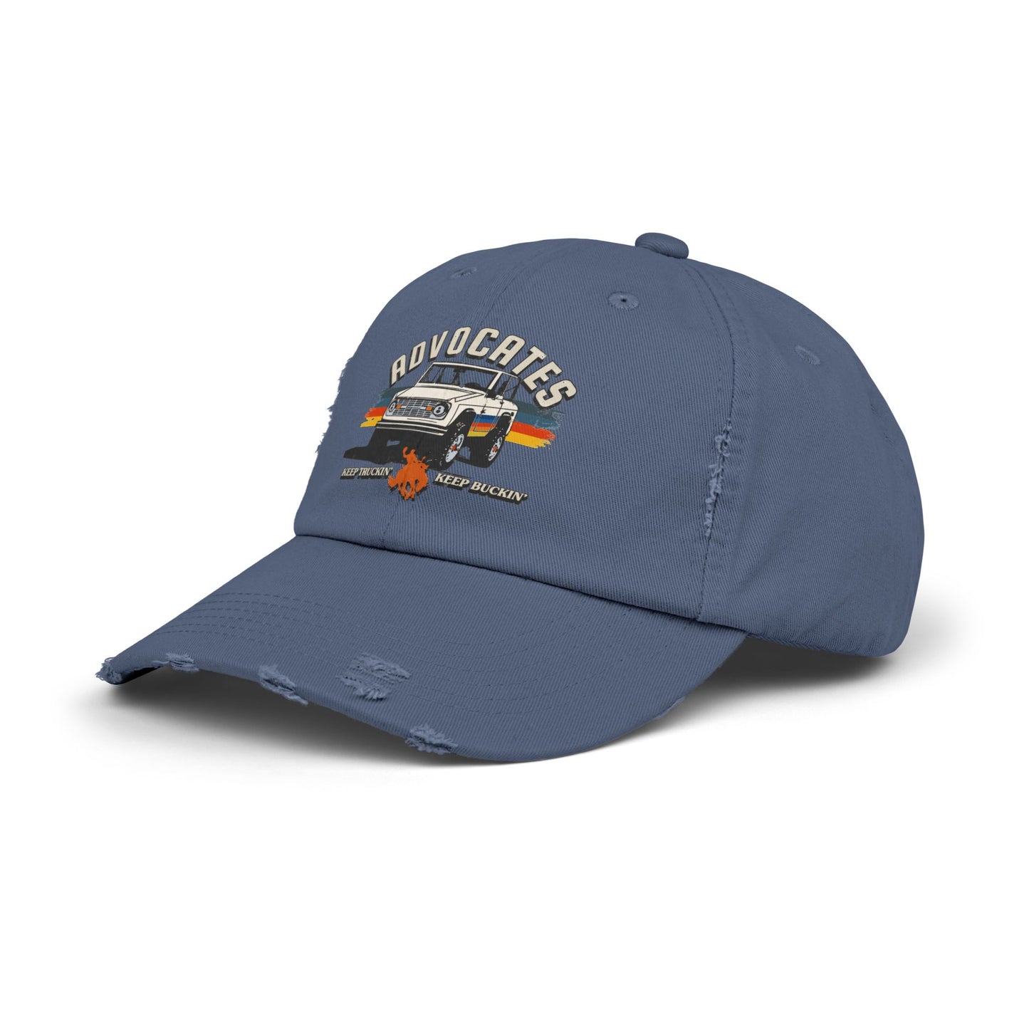 Advocates Keep Truckin', Keep Buckin' - Retro Bronco Truck - Unisex Distressed Cap