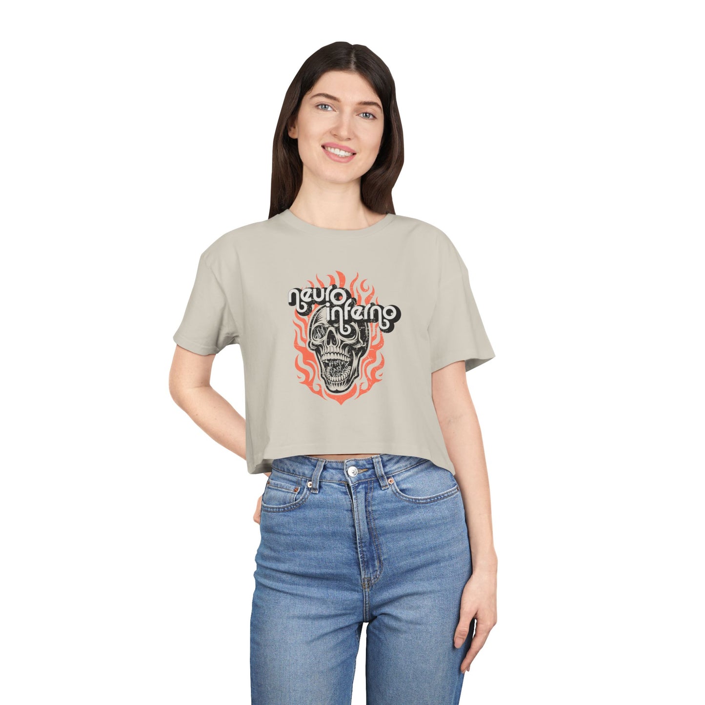 Neuro-Inferno - AuDHD Burnout Baby, Burnout - Patrick Casale Collab - Women's Crop Top Tee