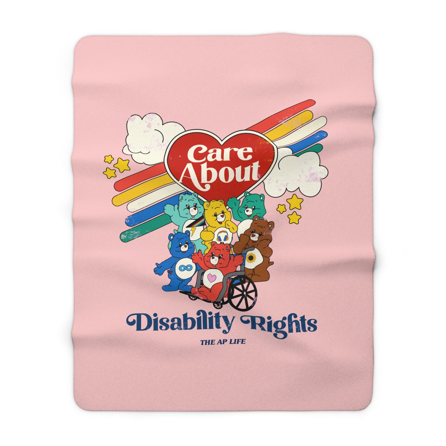 Care About Disability Rights - Retro 80s Vibe - Sherpa Fleece Blanket