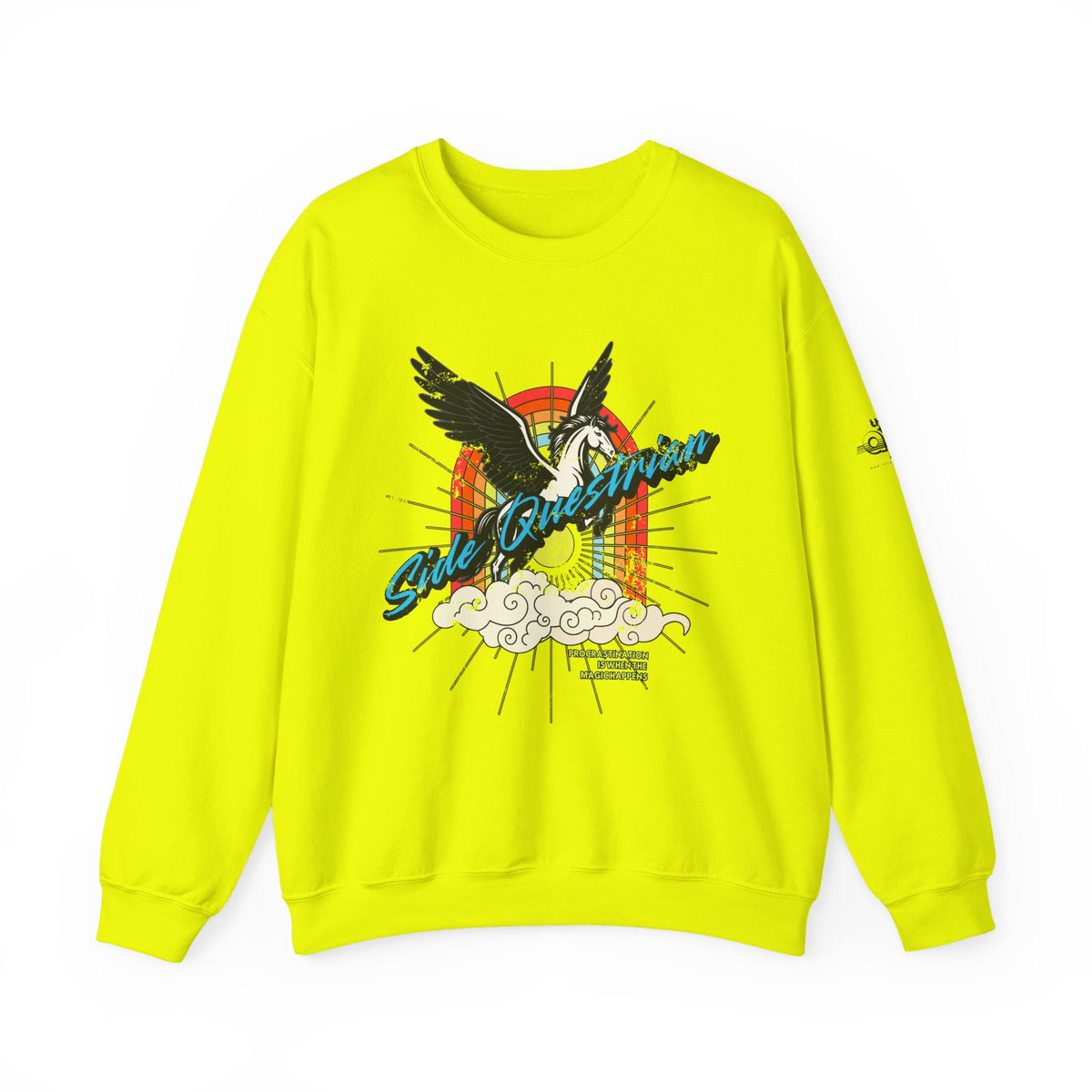 Side Questrian - Procrastination is When the Magic Happens - Adult Unisex Heavy Blend™ Crewneck Sweatshirt
