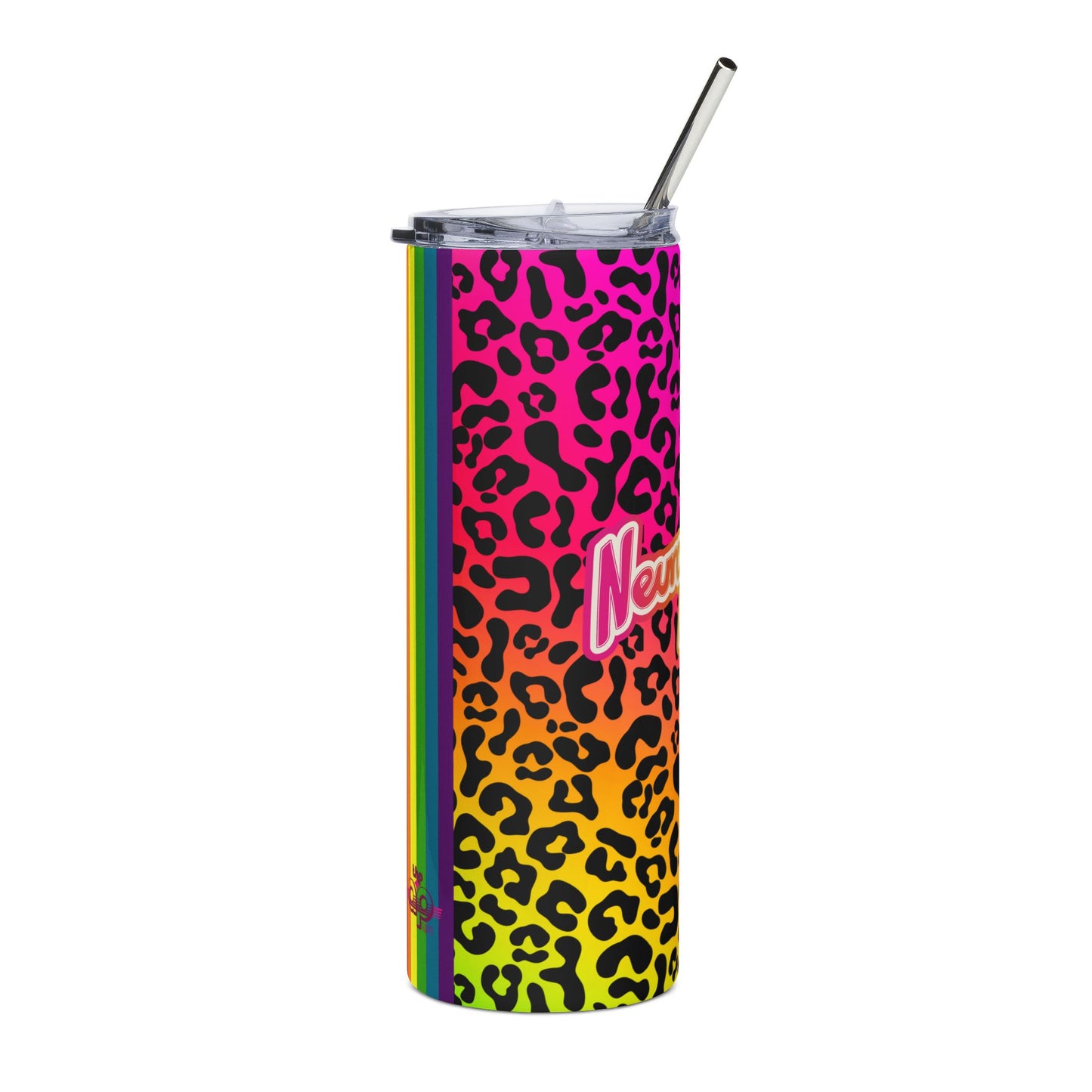 Neurodiversity is Biodiversity - Rainbow Leopard Print - Stainless Steel Tumbler, 20oz