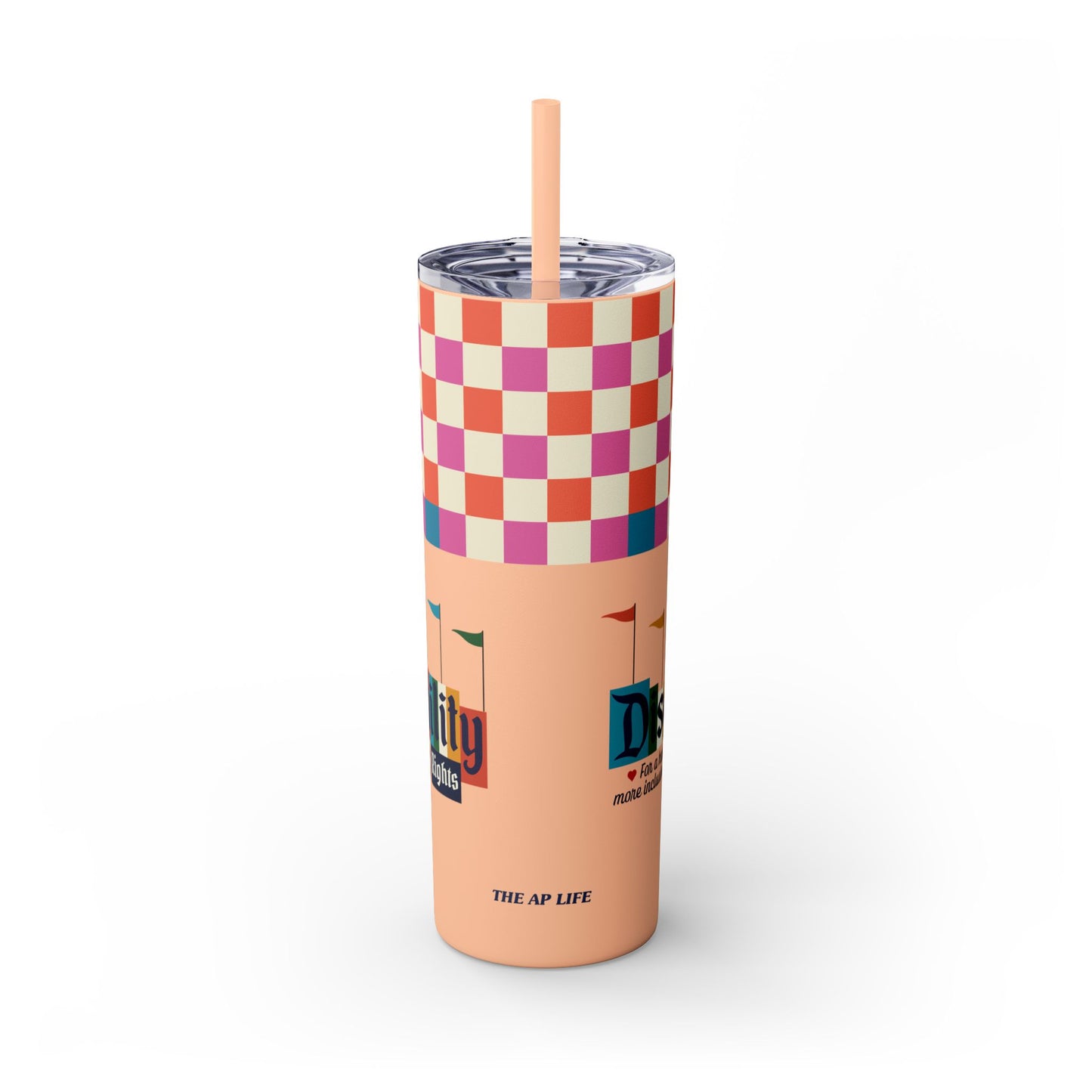 Disability Rights for a Happier & More Inclusive World - 20oz insulated tumbler with straw