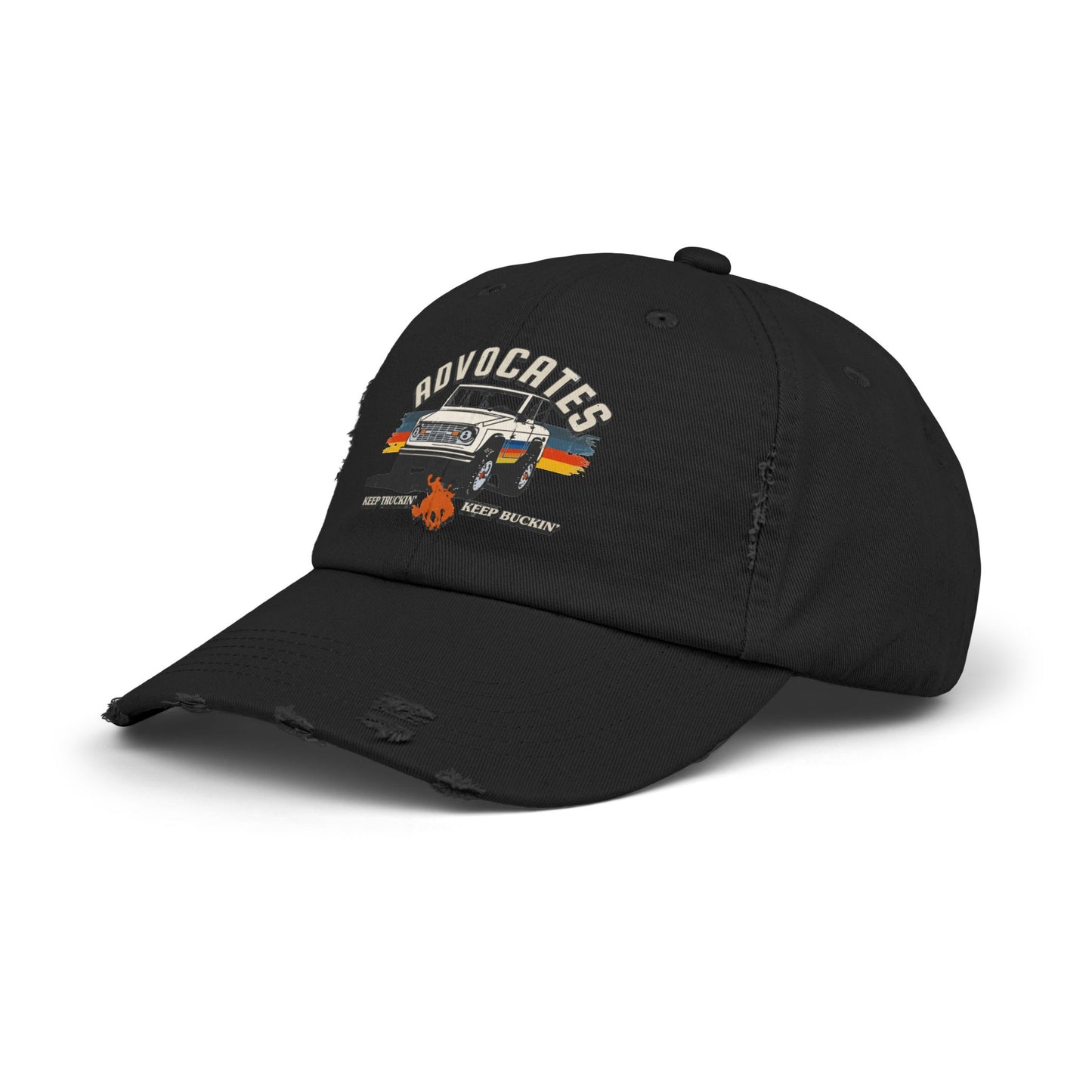 Advocates Keep Truckin', Keep Buckin' - Retro Bronco Truck - Unisex Distressed Cap