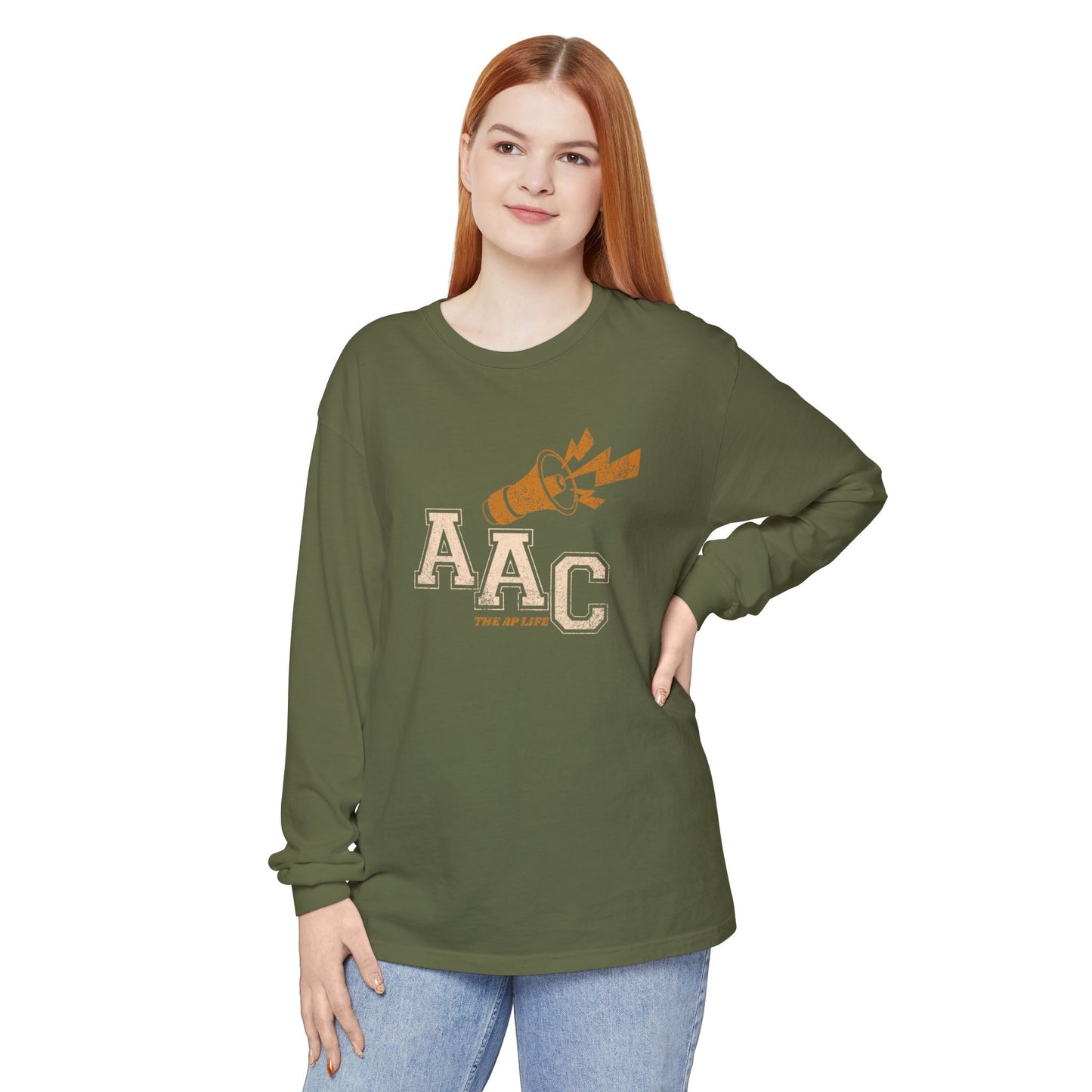 AAC Supports Team Enthusiast - Communication for the Win - Unisex Garment-dyed Long Sleeve T-Shirt