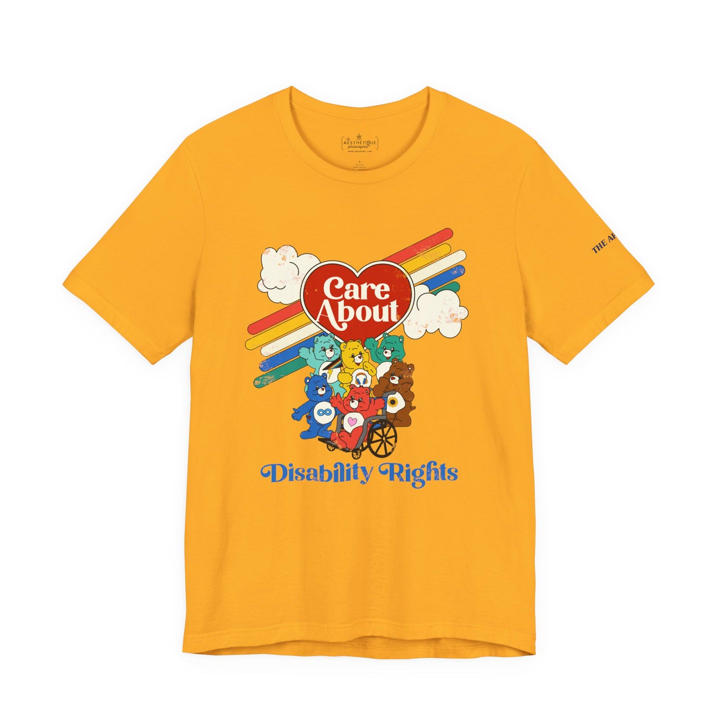 Care About Disability Rights - Retro 80s Vibe - Adult Unisex Jersey Tee (Ships Internationally)