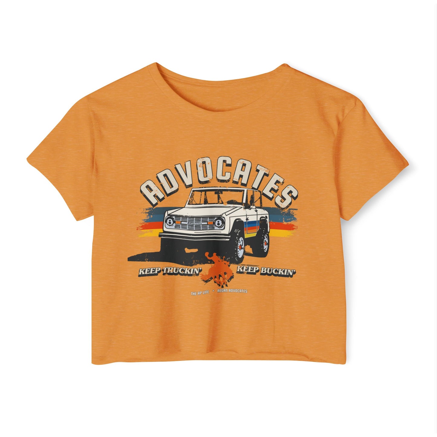 Advocates Keep Truckin', Keep Buckin' - Bronco Truck - Women's Crop Top Tee