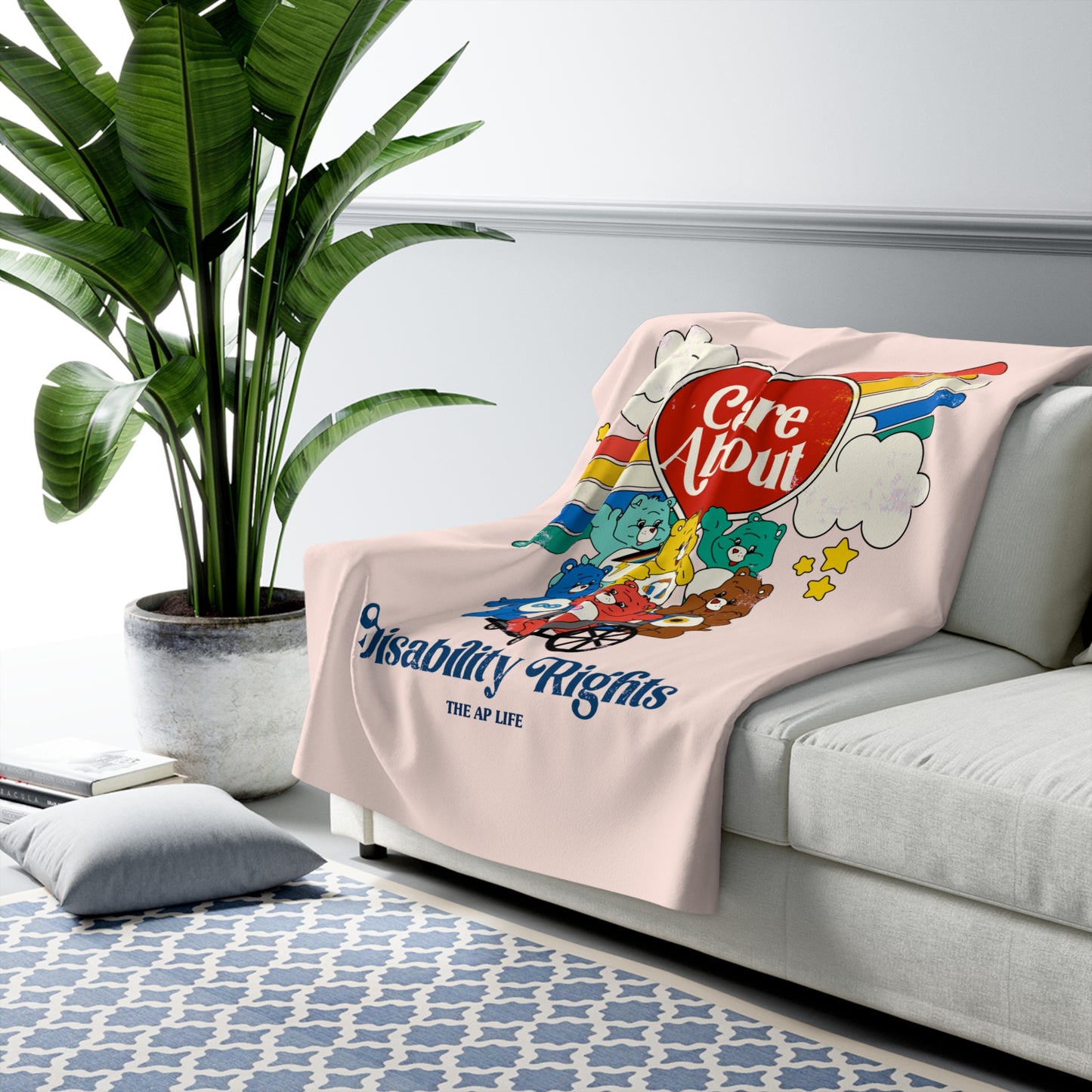 Care About Disability Rights - Retro 80s Vibe - Sherpa Fleece Blanket
