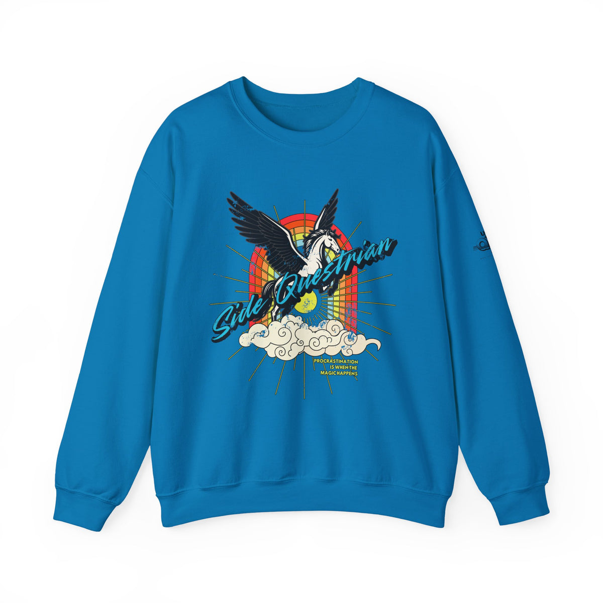 Side Questrian - Procrastination is When the Magic Happens - Adult Unisex Heavy Blend™ Crewneck Sweatshirt