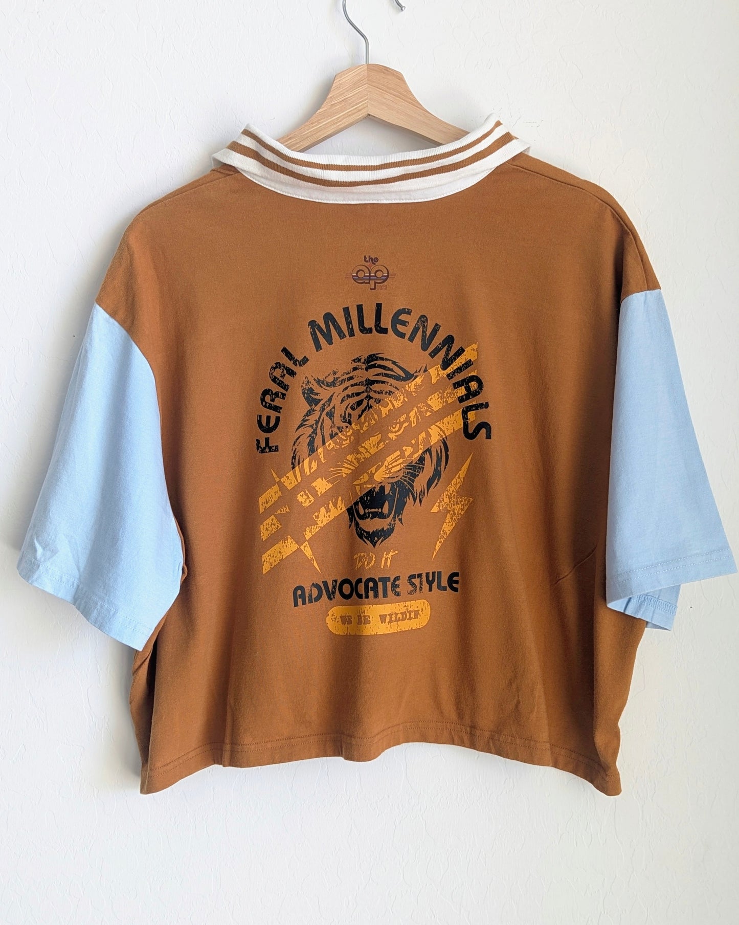 Feral Millennials do it Advocate Style - Women's Oversized Cropped Polo (XL) - Repurposed Rebels