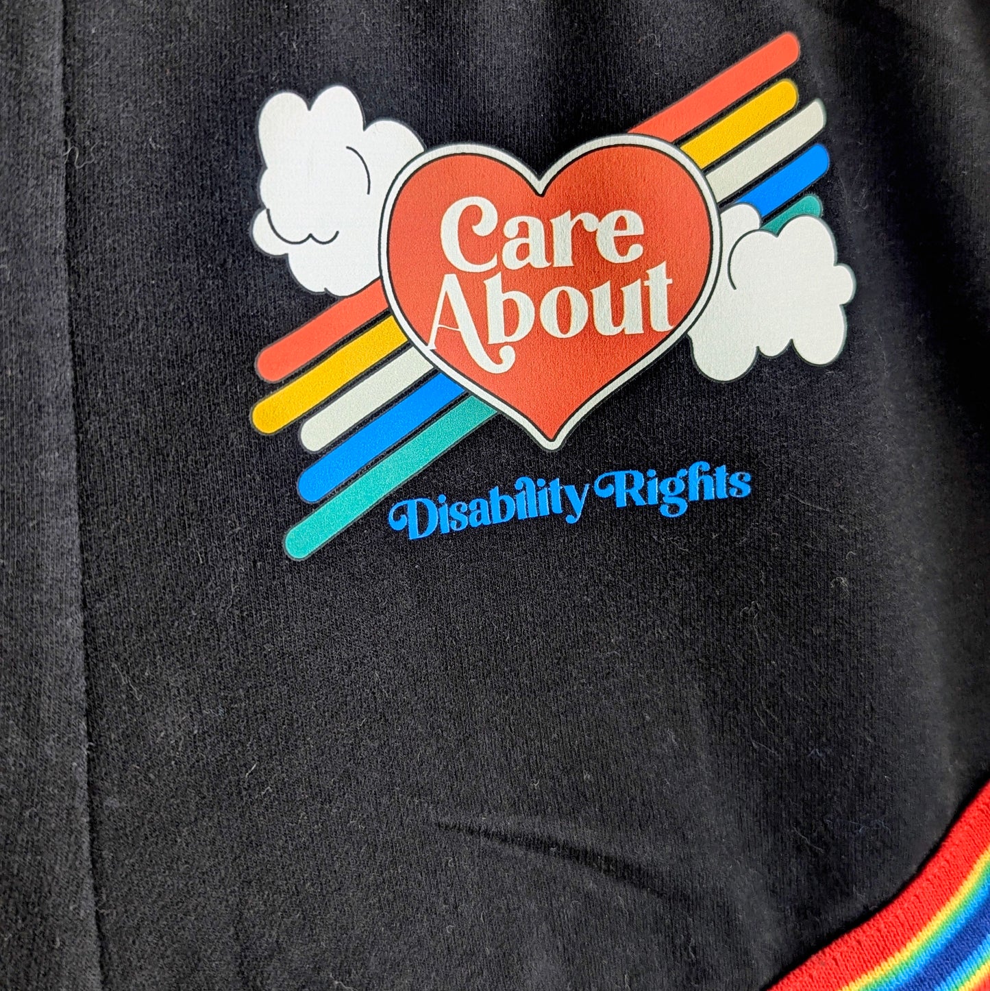 Care About Disability Rights - Women's Rainbow Trim Shorts (M) - Repurposed Rebels