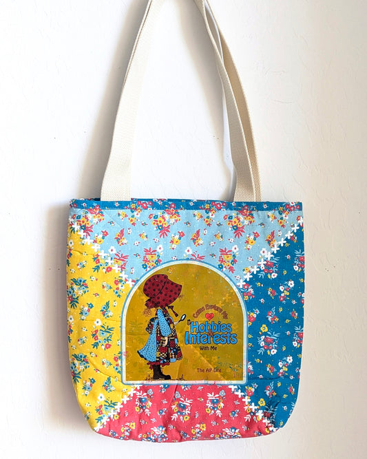 Come Explore my Hobbies & Interests with me - 70s Floral Pattern Quilted Library Tote - Repurposed Rebels