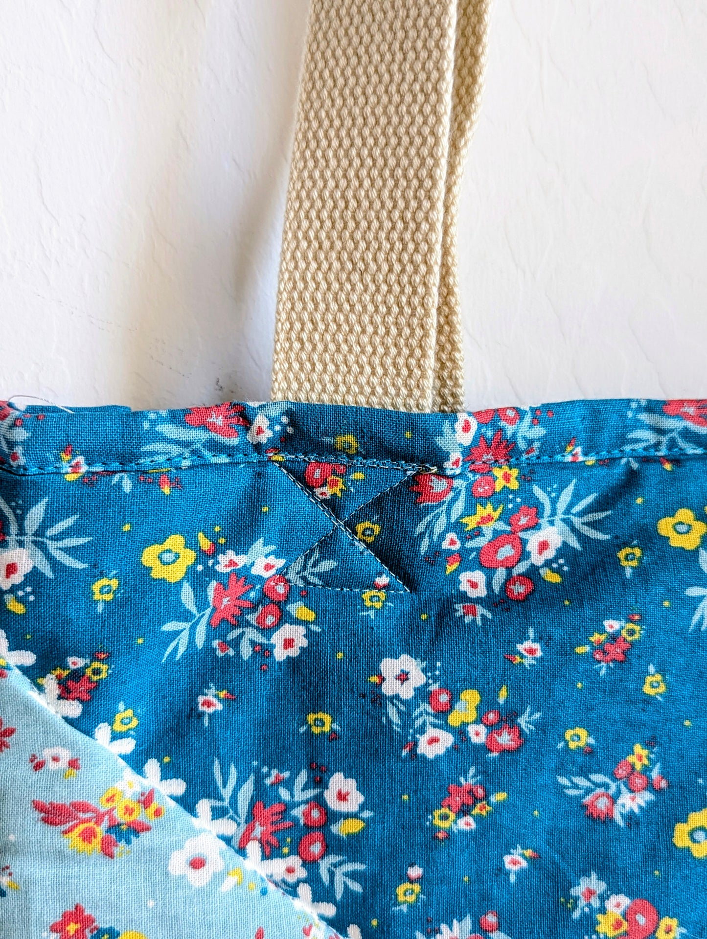 Come Explore my Hobbies & Interests with me - 70s Floral Pattern Quilted Library Tote - Repurposed Rebels