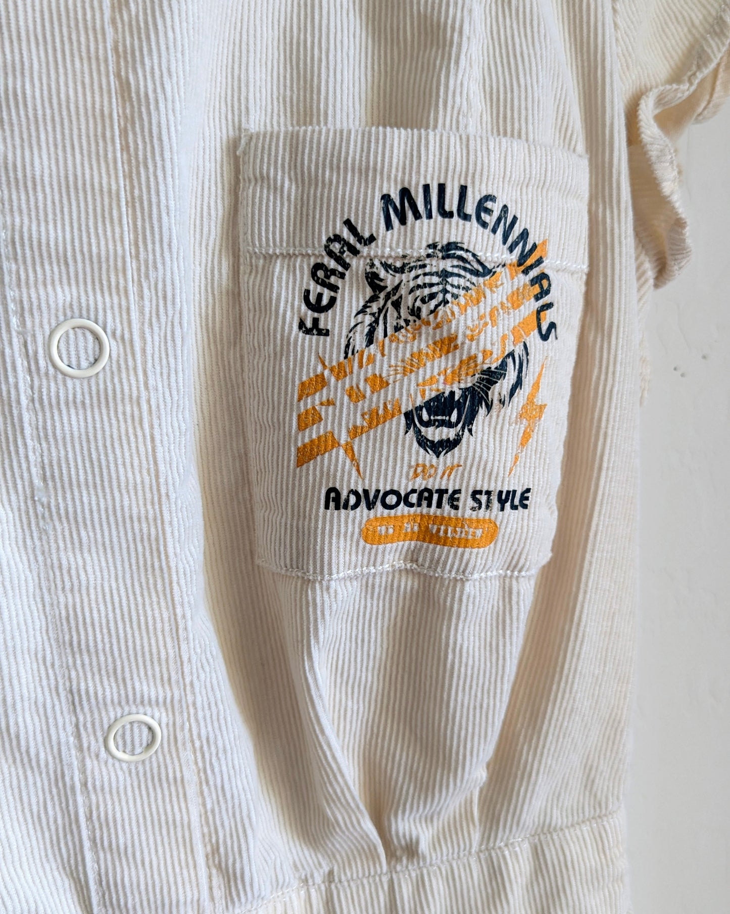 Feral Millennial Advocates - Women's Corduroy Romper XS/S - Repurposed Rebels