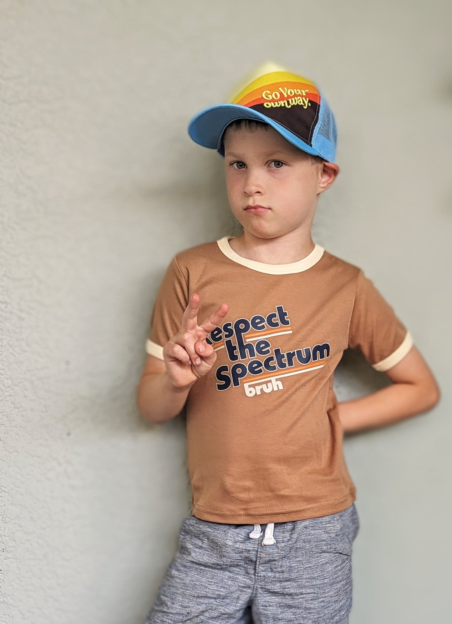 Respect the Spectrum Bruh Kids Ringer Tee