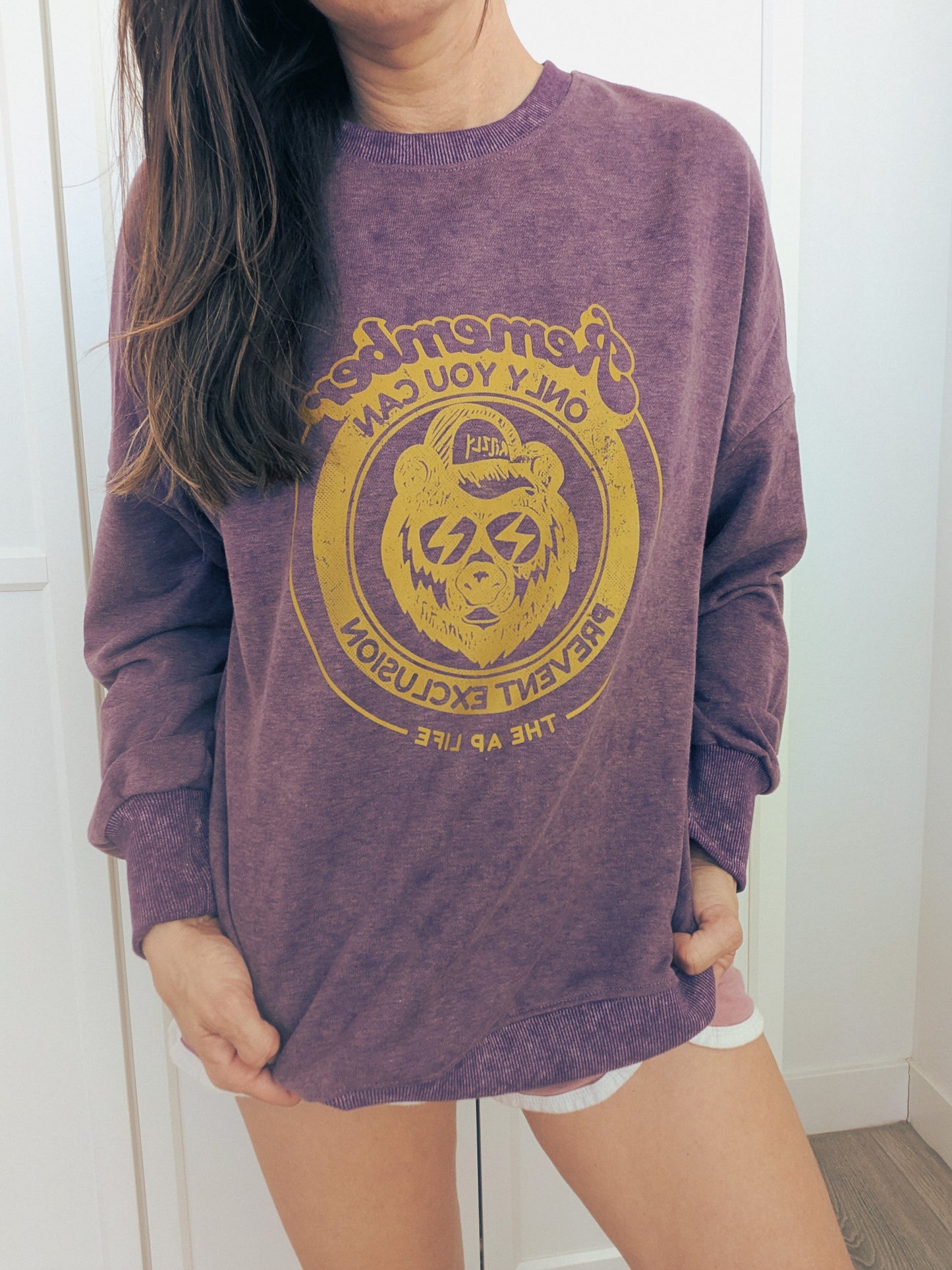 Only You Can Prevent Exclusion Women's Oversized Stone-Washed Sweatshirt - Repurposed Rebels