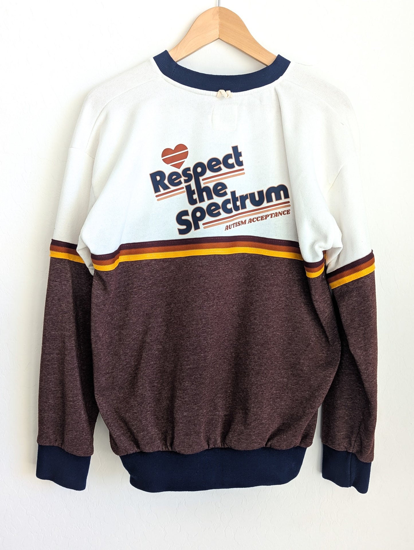 Respect The Spectrum Retro-Vibe Striped Ribbing - Unisex Adult Sweatshirt - Repurposed Rebels