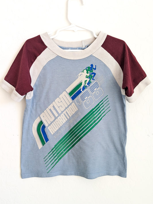 Autism Awarathon - Race to Acceptance - 5T Unisex Retro-Style Ringer Tee - Repurposed Rebels