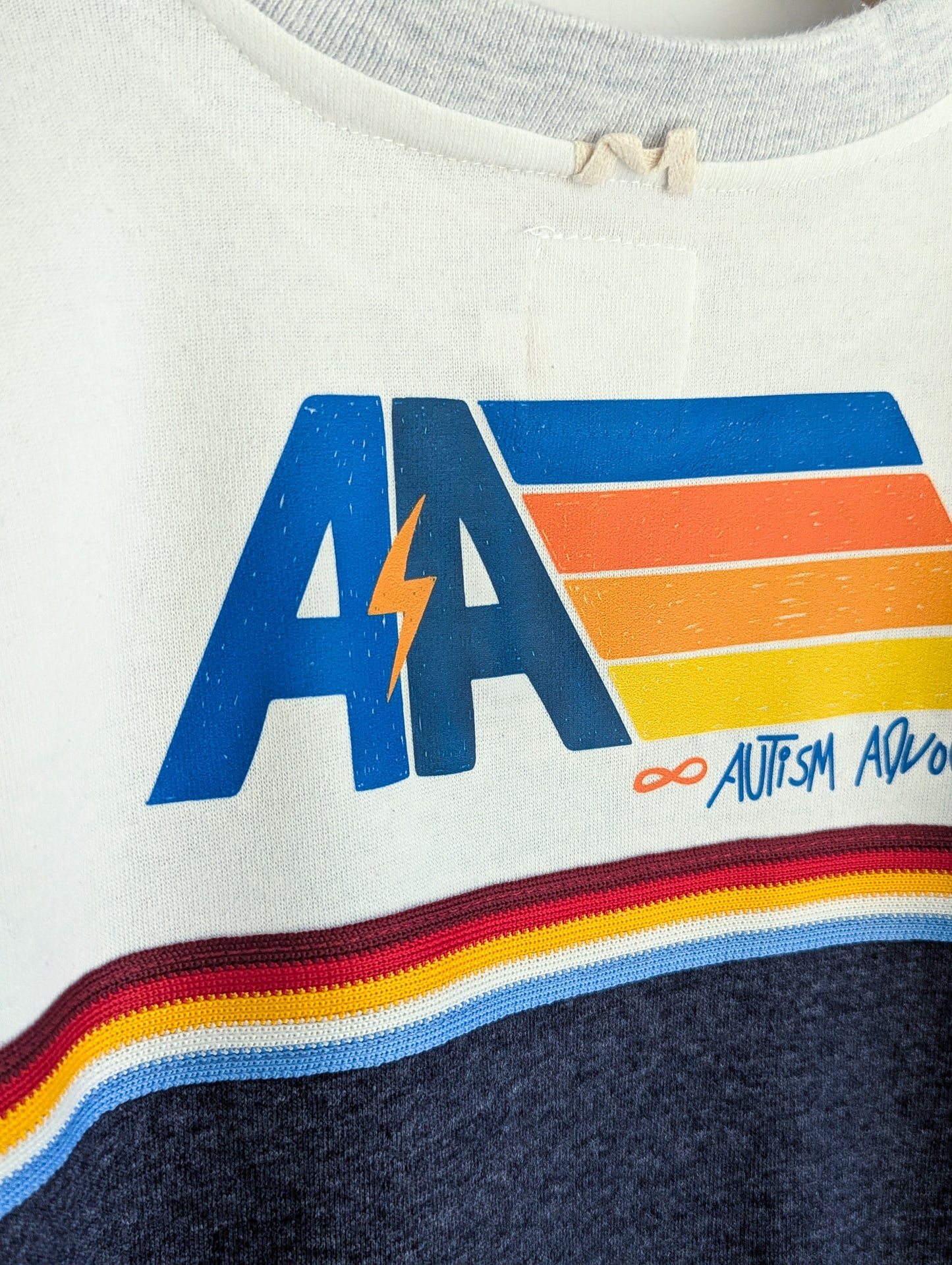 AA - Autism Advocate - Retro-Style Striped Ribbing Women's Sweatshirt - Repurposed Rebels