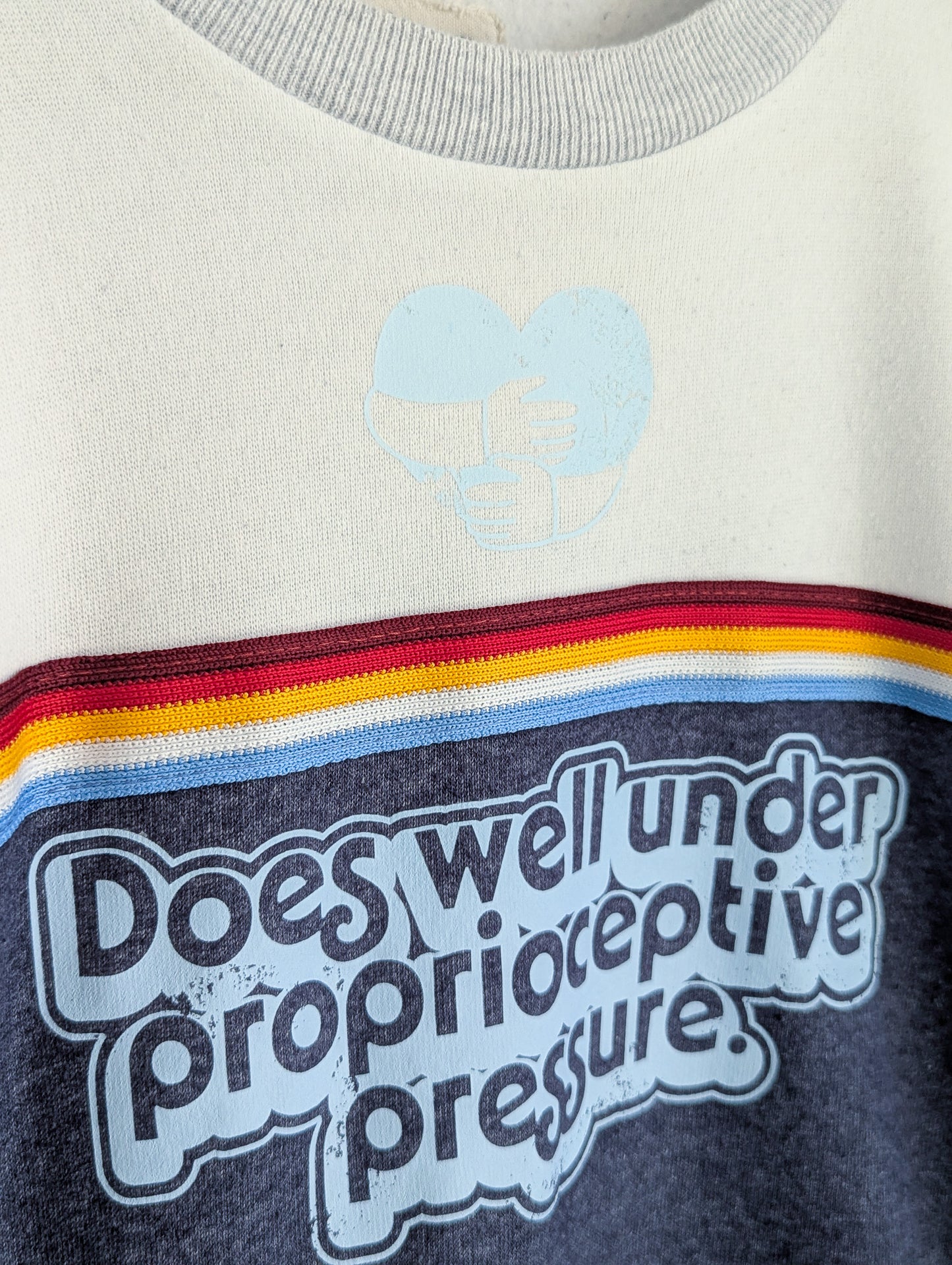 Does Well Under Proprioceptive Pressure - Retro-Style Striped Ribbing Women's Sweatshirt - Repurposed Rebels
