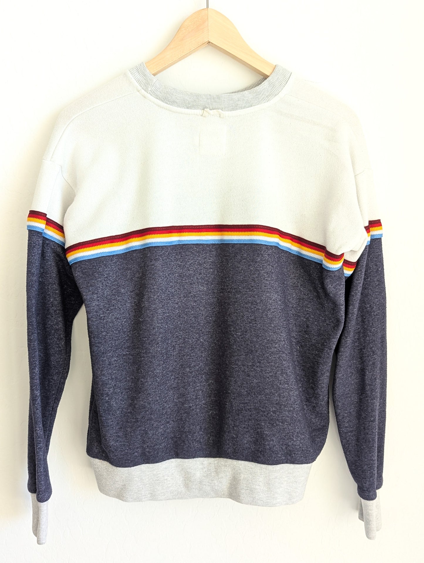 Does Well Under Proprioceptive Pressure - Retro-Style Striped Ribbing Women's Sweatshirt - Repurposed Rebels