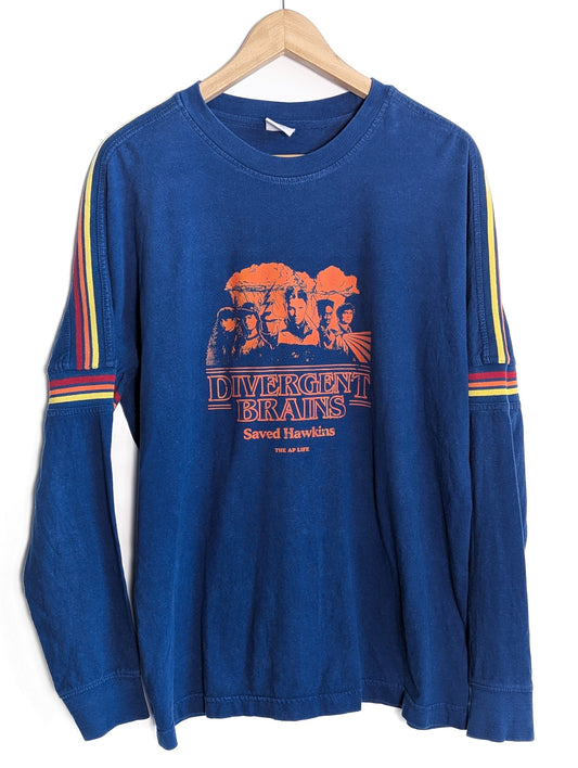 Divergent Minds Saved Hawkins - Adult Unisex Long-Sleeved Shirt with Striped Ribbing - Repurposed Rebels