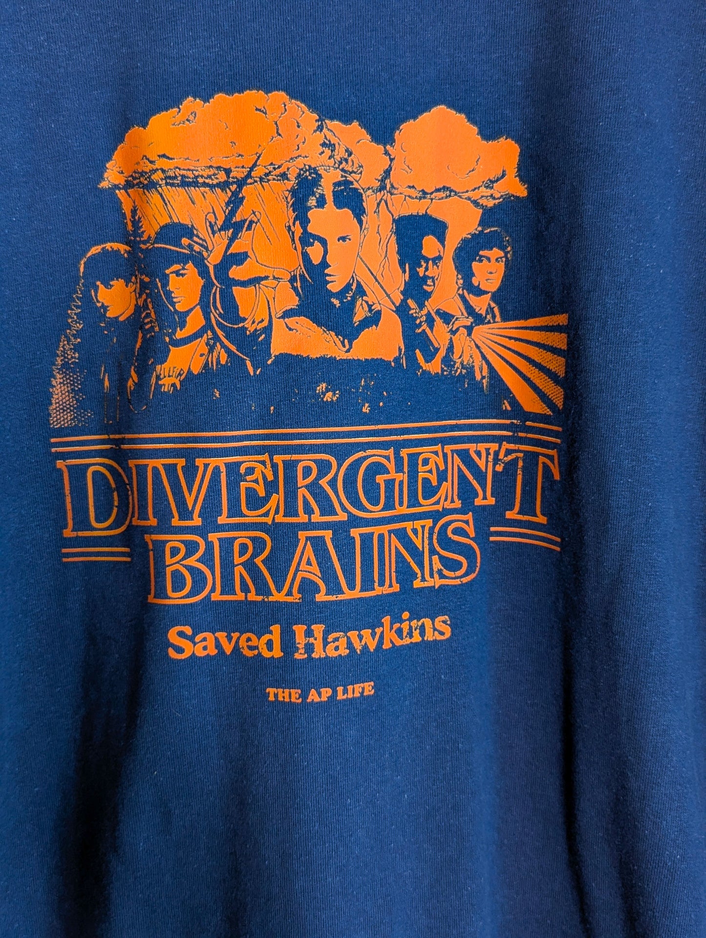 Divergent Minds Saved Hawkins - Adult Unisex Long-Sleeved Shirt with Striped Ribbing - Repurposed Rebels