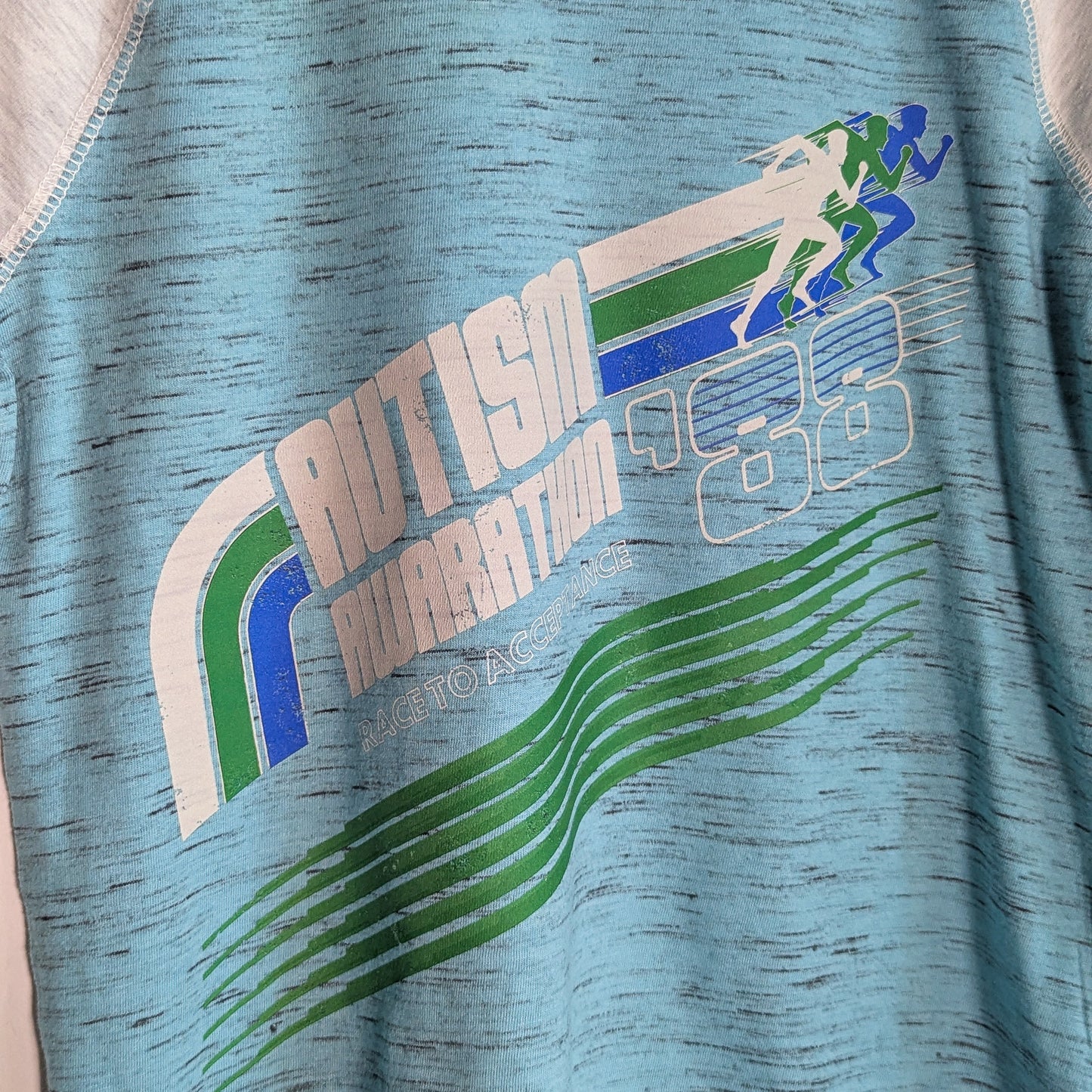 Autism Awarathon - Race to Acceptance - 6/7 Youth Unisex Retro-Style Ringer Tee - Repurposed Rebels (Copy)