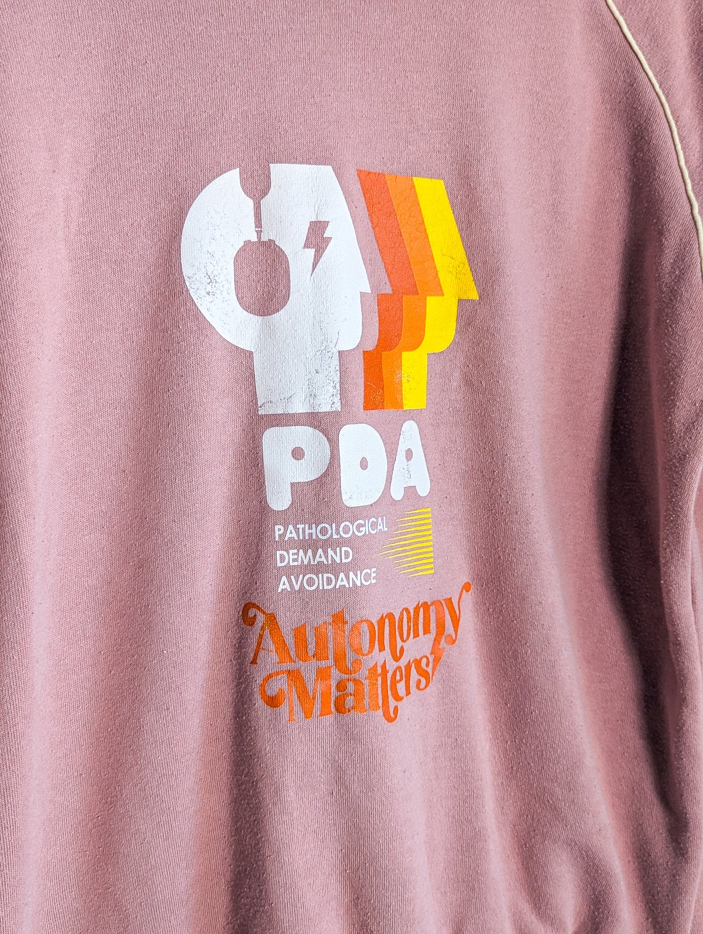 PDA - Autonomy Matters - Adult Unisex Retro-Style Striped Ribbing Sweatshirt - Repurposed Rebels