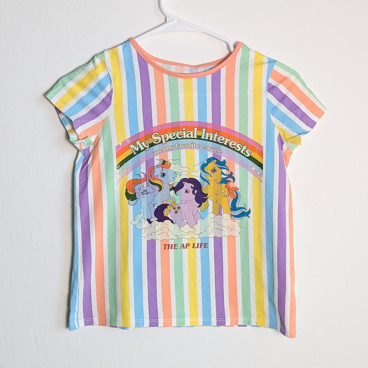 My Special Interests are my Favorite Escape - Girls' Rainbow Striped Top - Repurposed Rebels