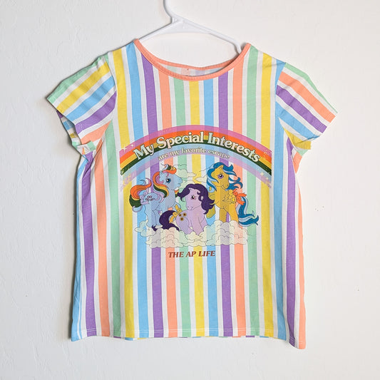 My Special Interests are my Favorite Escape - Girls' Rainbow Striped Top - Repurposed Rebels