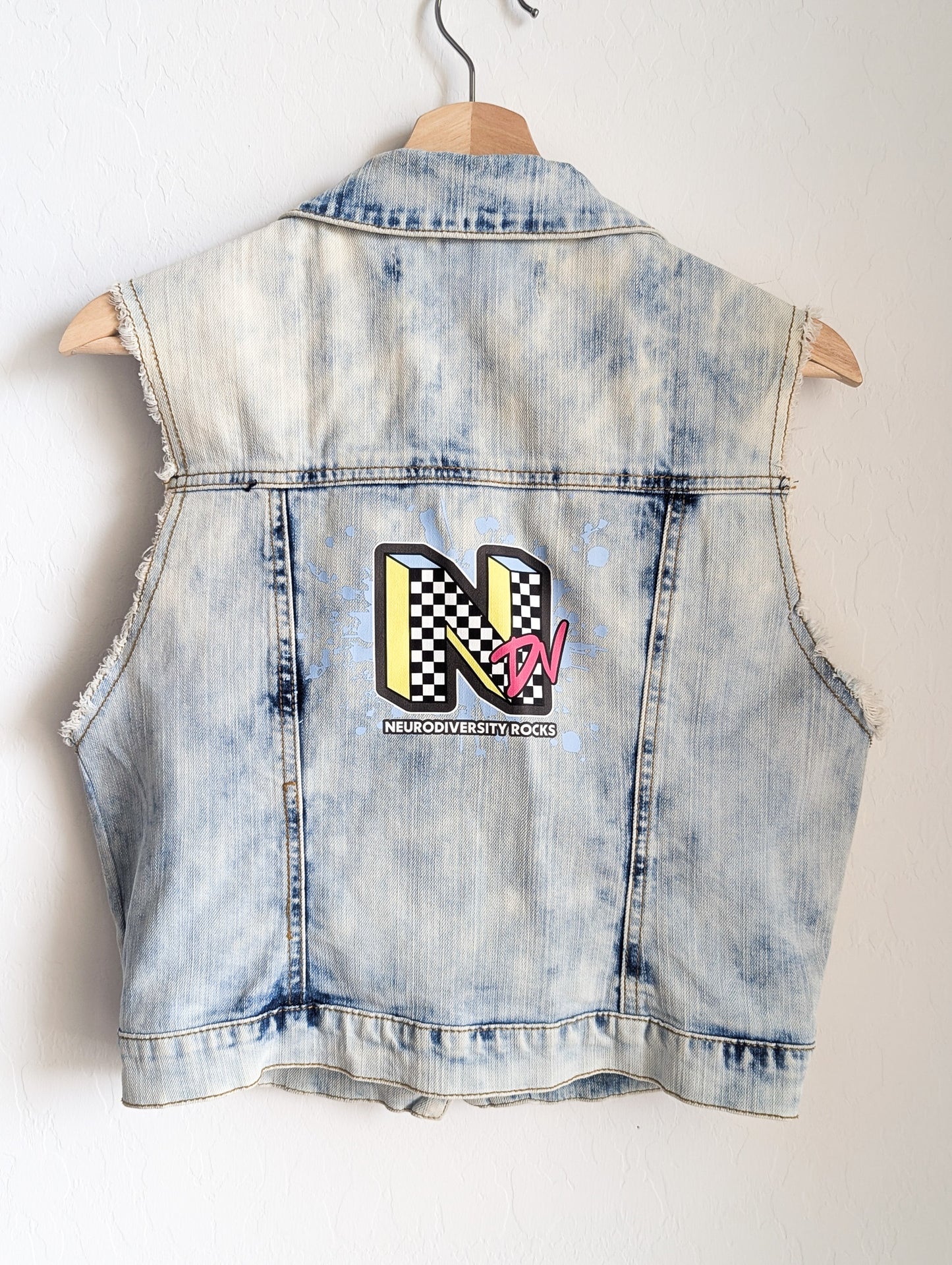 Neurodiversity Rocks - Stone-Washed Denim Women's Vest - Repurposed Rebels