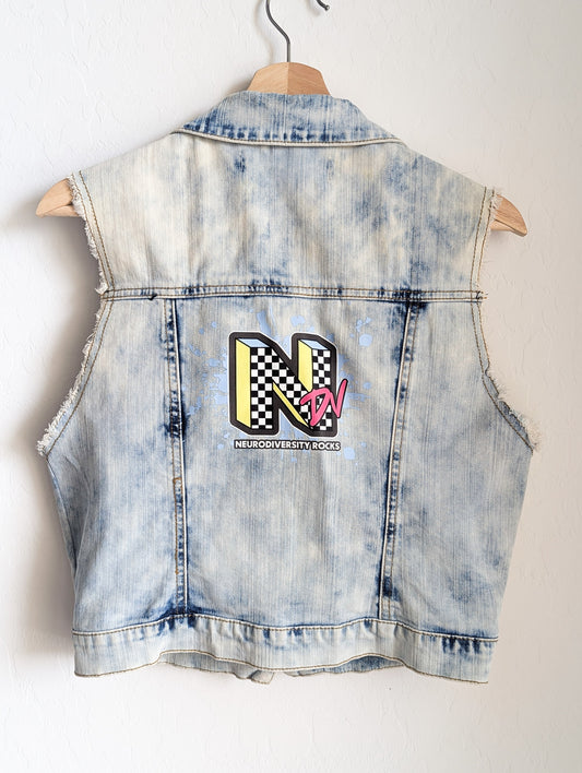 Neurodiversity Rocks - Stone-Washed Denim Women's Vest - Repurposed Rebels