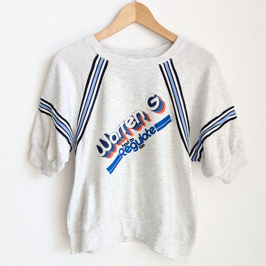 Warren G Had to Regulate Too - Women's Striped Ribbing Short Sleeved Sweatshirt - Repurposed Rebels