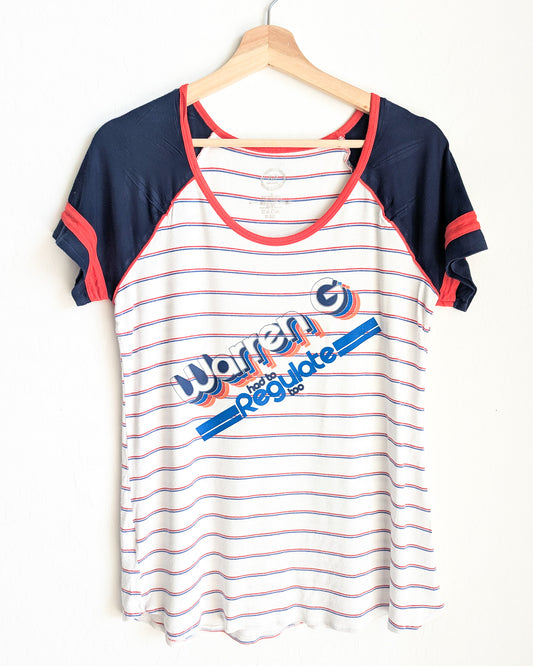 Warren G Had to Regulate Too - Women's Striped Ringer Tee - Repurposed Rebels