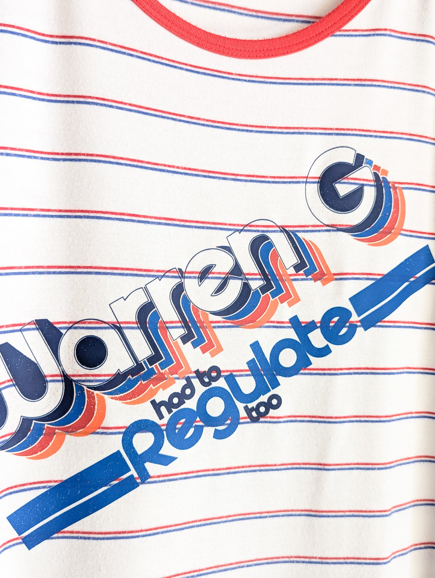 Warren G Had to Regulate Too - Women's Striped Ringer Tee - Repurposed Rebels