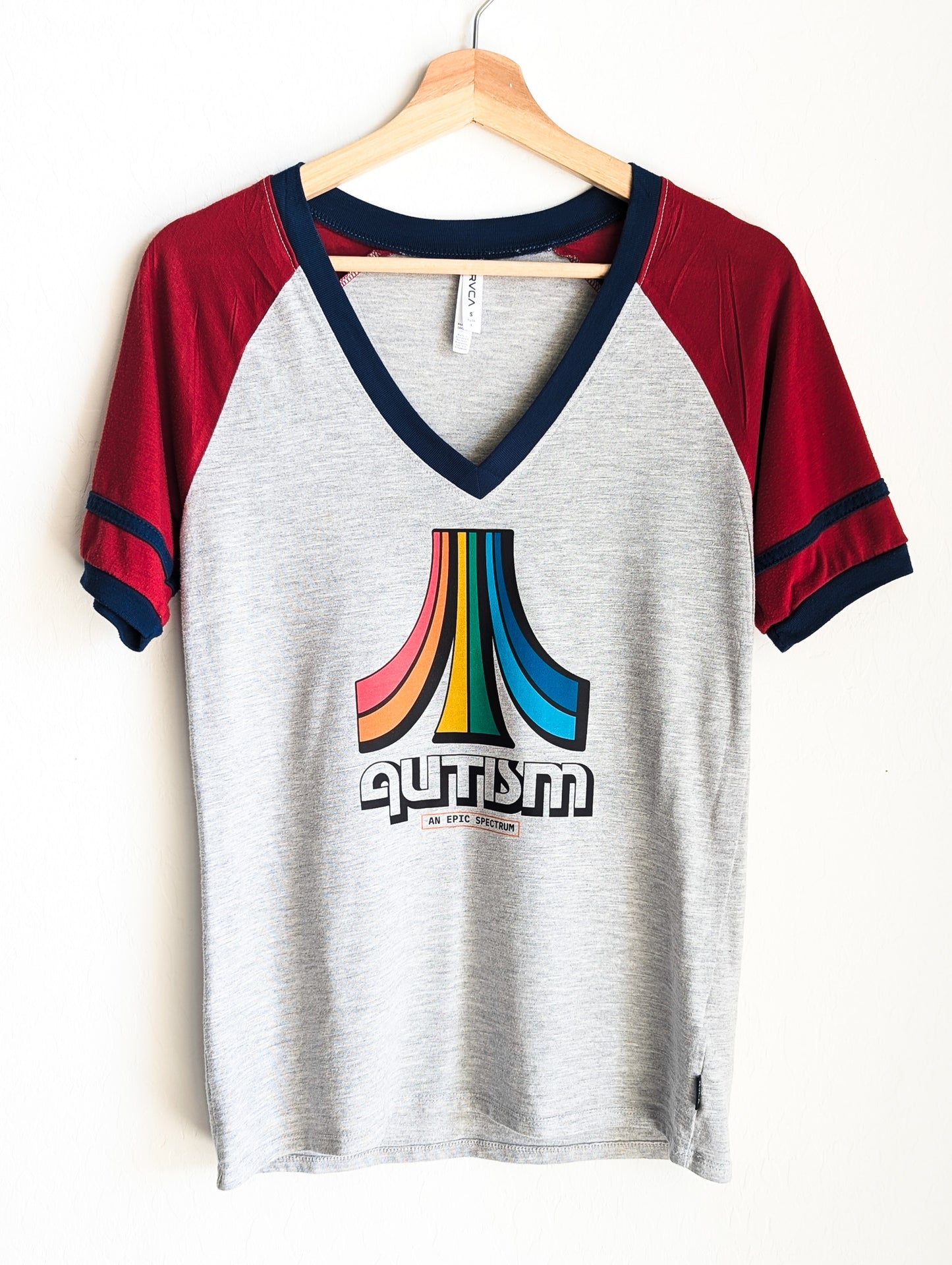 Autism - An Epic Spectrum - Women's V-Neck Ringer Tee - Repurposed Rebels
