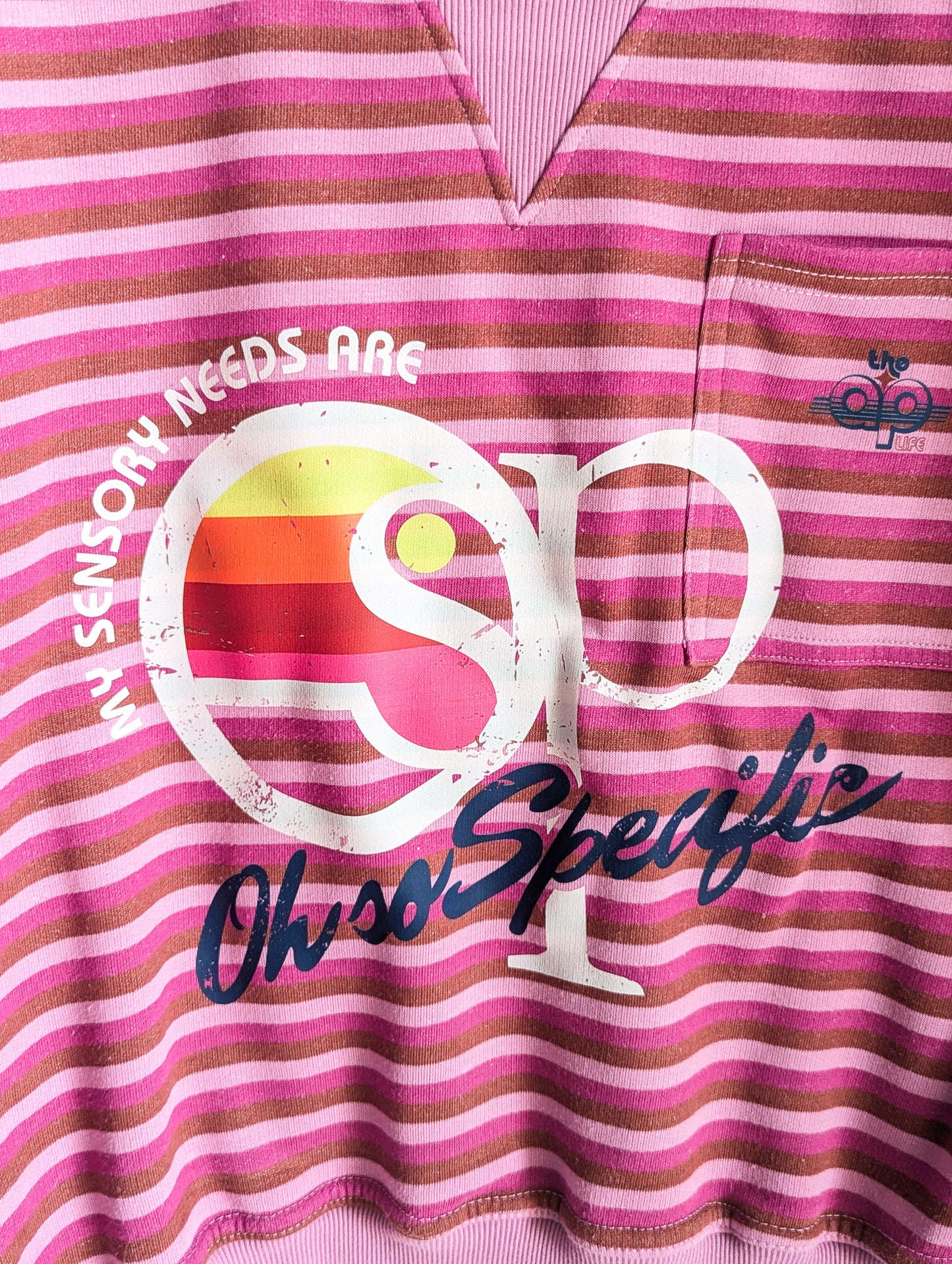 My Sensory Needs Are Oh-So Specific - Women's Striped Sweatshirt - Repurposed Rebels