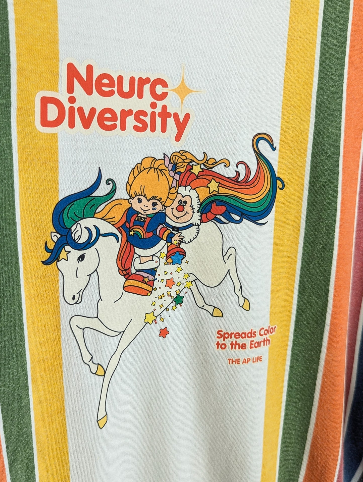 Neurodiversity Spreads Color to the Earth - Adult Unisex VTG Long-Sleeved Shirt with Striped Ribbing - Repurposed Rebels