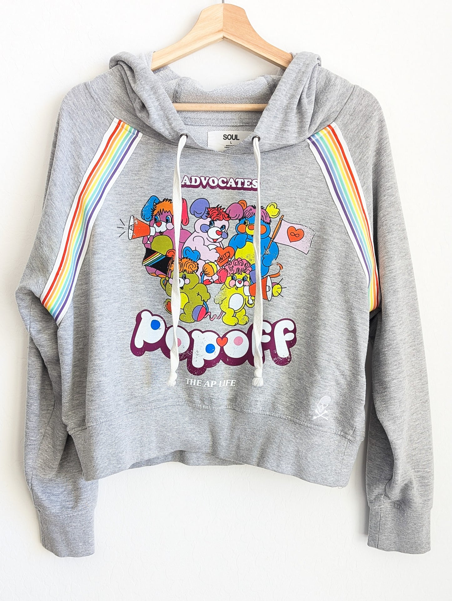 Advocates Pop-Off - Women's Hoodie with Rainbow Trim - Repurposed Rebels