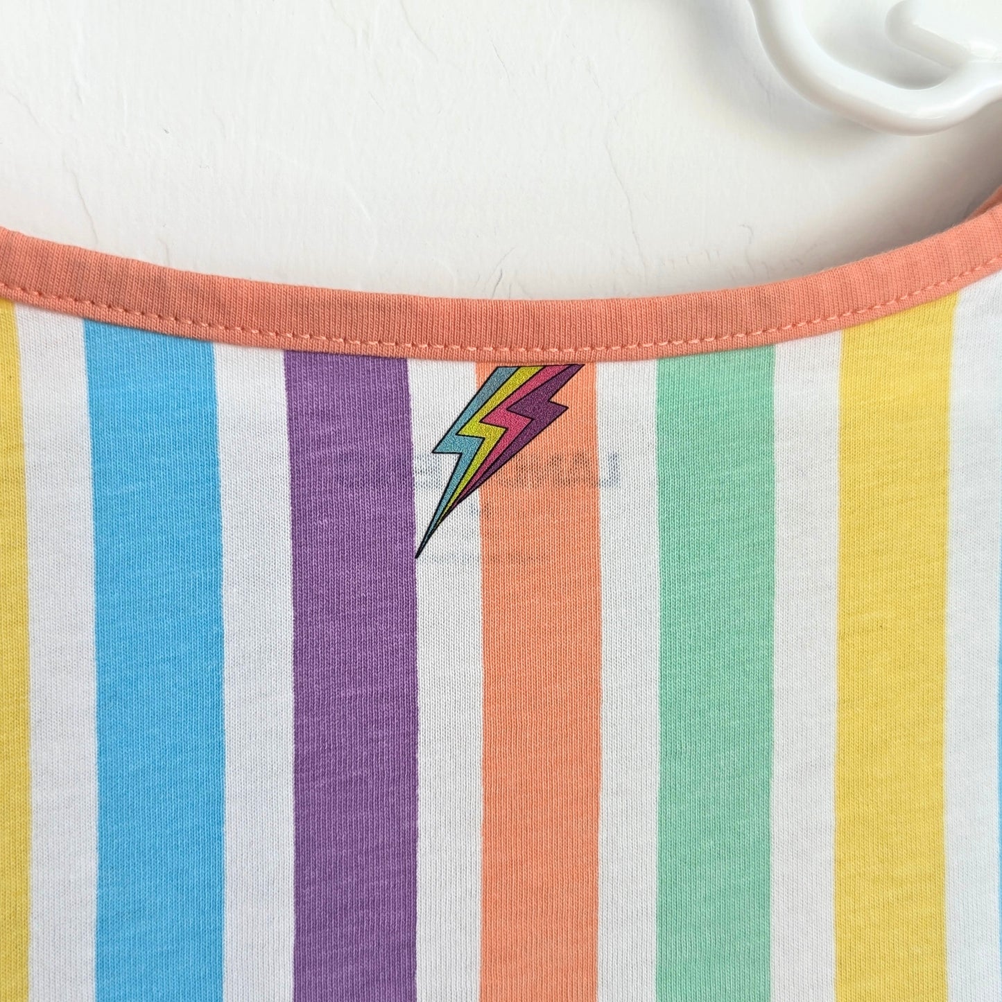 My Special Interests are my Favorite Escape - Girls' Rainbow Striped Top - Repurposed Rebels