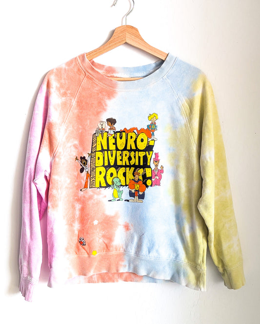 Neurodiversity Rocks - Women's Tie-Dye Sweatshirt (S) - Repurposed Rebels