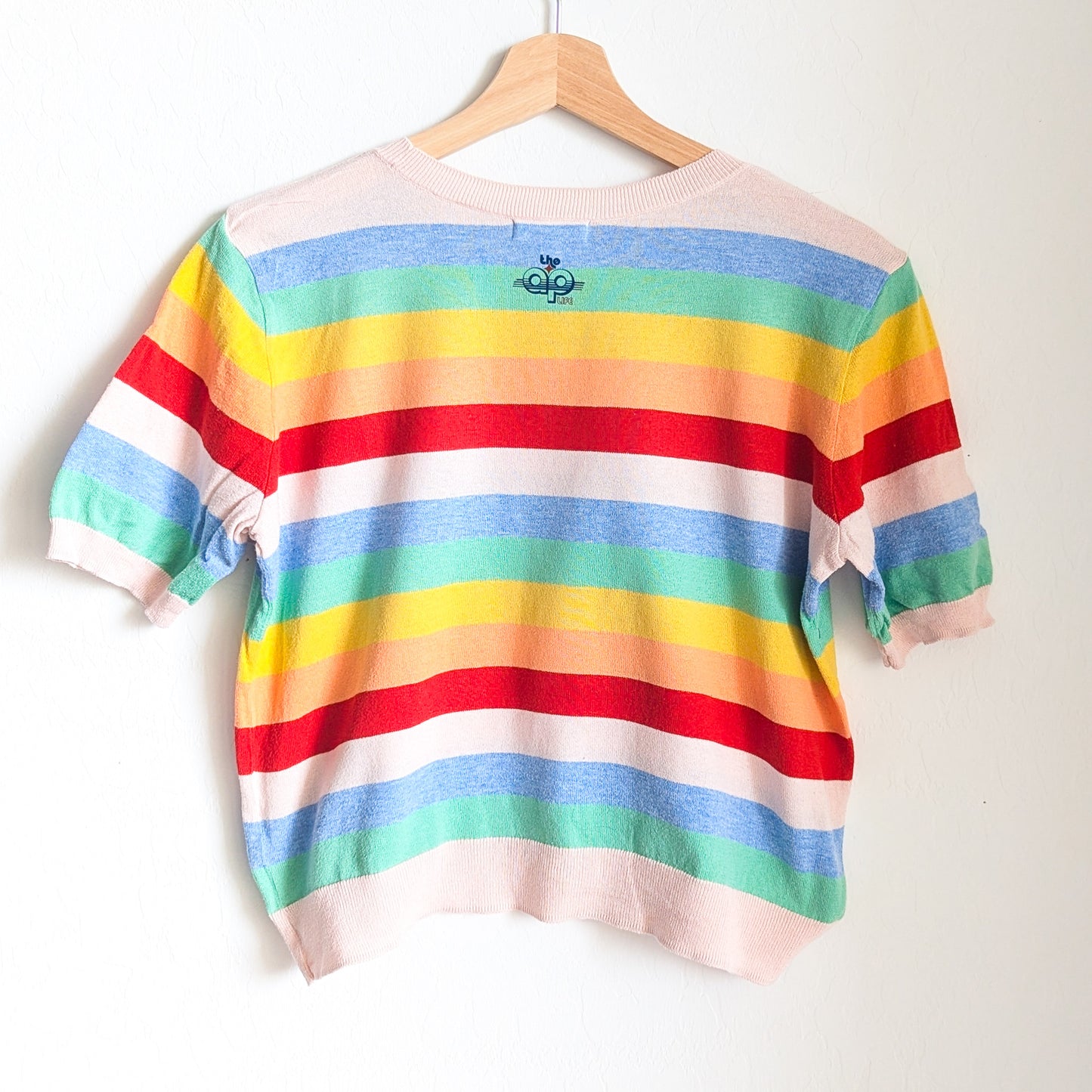 Care About Disability Rights - Women's Striped Short Sleeved Sweater (M) - Repurposed Rebels