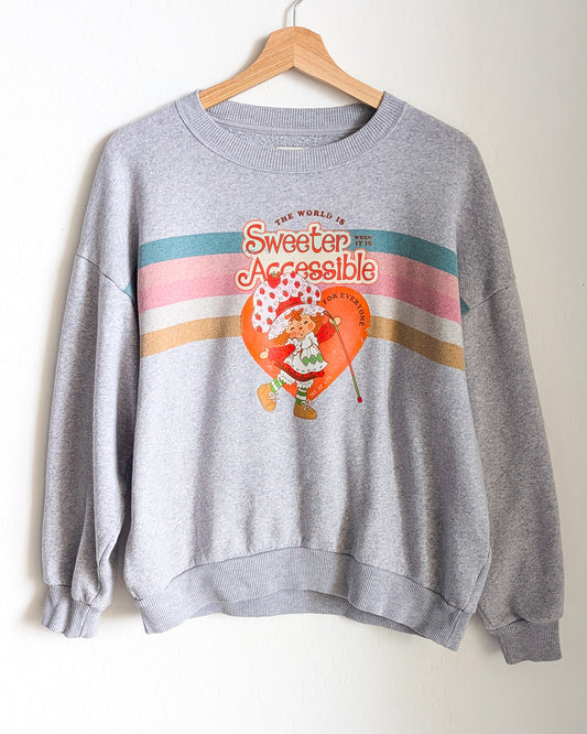 The World is Sweeter When it is Accessible for Everyone - Women's Striped Sweatshirt (S) - Repurposed Rebels